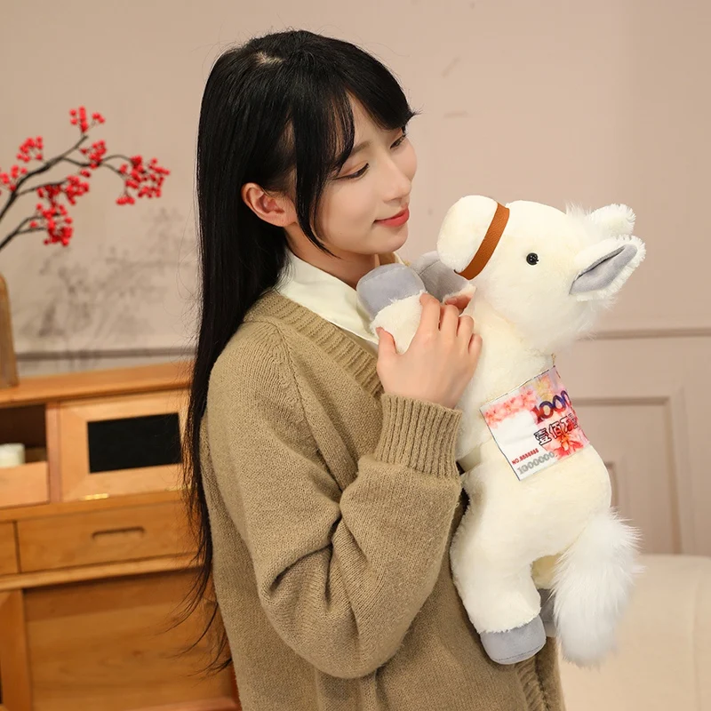 Cozy Fluffy Cartoon Horse Doll 40cm Prone Position Horse Plush Throw Pillow Soft Stuffed Animal Doll Birthday Gifts