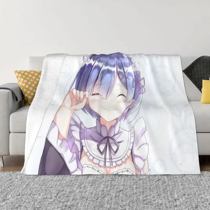 

Одеяло с флисовой подкладкой Ram And Rem Re Zero, многофункциональное ультра-мягкое покрывало с японским аниме принтом, постельное белье, офисное покрывало