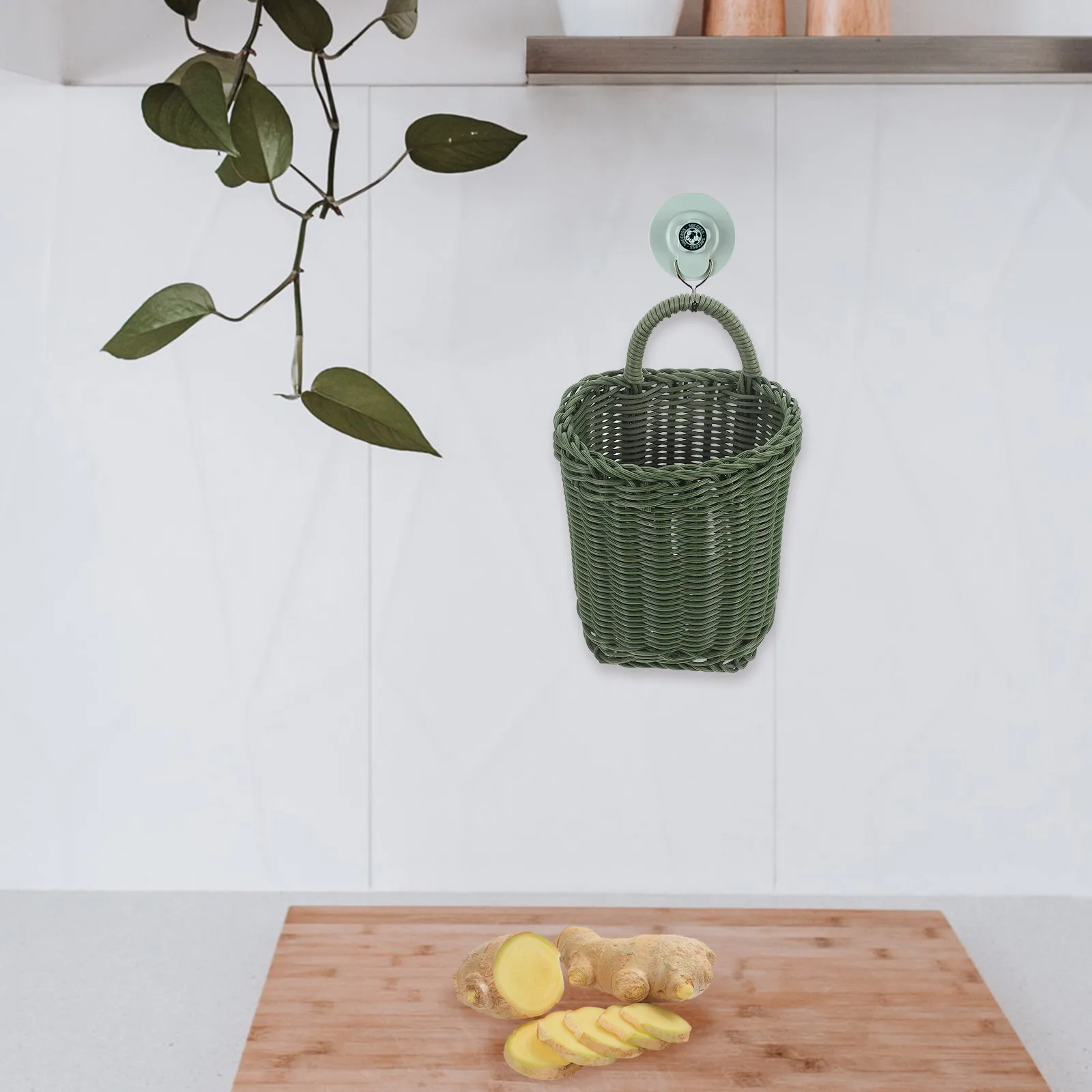 

Woven Storage Basket Wall Hanging Kitchen Basket for Garlic Ginger Fruit Vegetable Holder Woven Baskets for Storage
