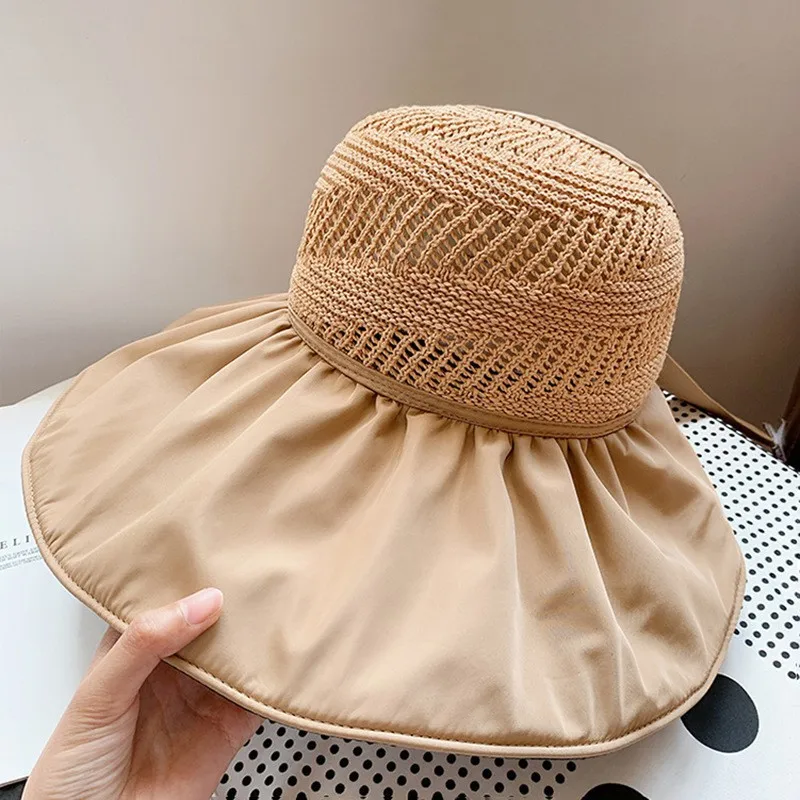 

COKK Hats For Women Summer Sun Hat Empty Top Breathable Wide Brim Ladies Hats Floppy Visor Cap Outdoor Sunshade Sunhat Beach New