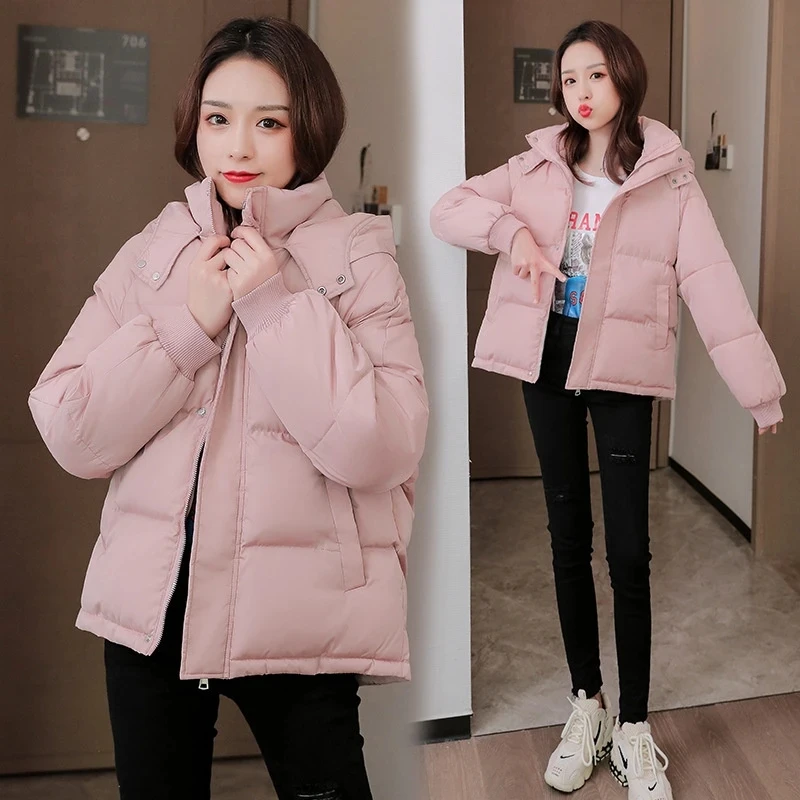 2023 New Winter Coat Women Hooded Puffer Coat Causal Thick Warm Parkas Zipper Down Cotton Padded Jacket Outerwear Female