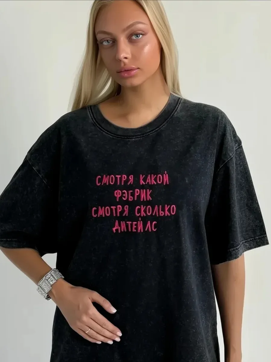 CGC Vintage y2k Women's T-shirt 2026 New 100% Cotton Summer Short Sleeve TopsCasual  Letter Graphic Oversized T-shirt Clothing