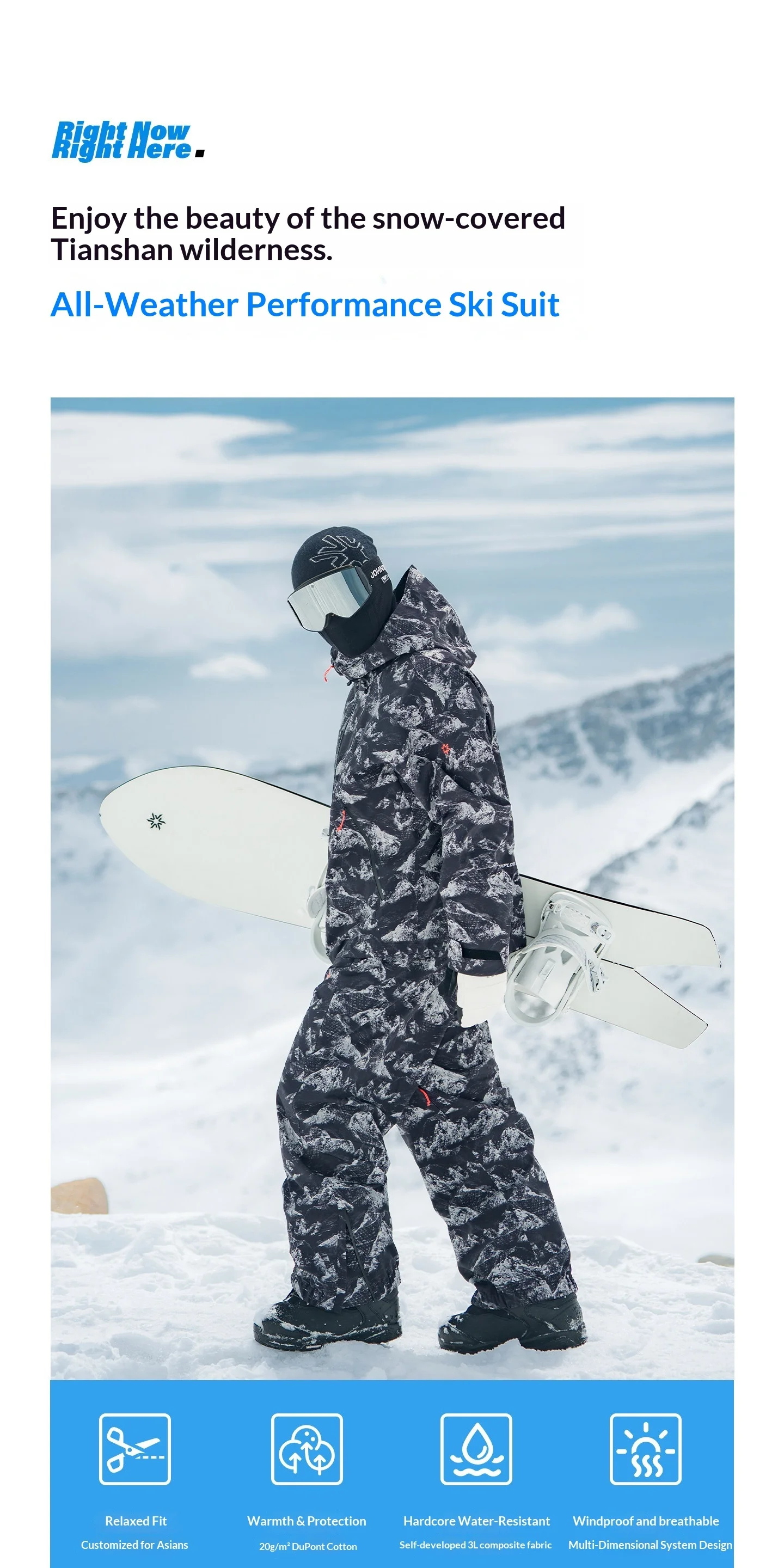 2026 John Snow Unisex Skianzug Wasserdicht Winddicht Warm Snowboard-Jacke-Hosen-Set für Männer Frauen Winter Outdoor – Detail 5