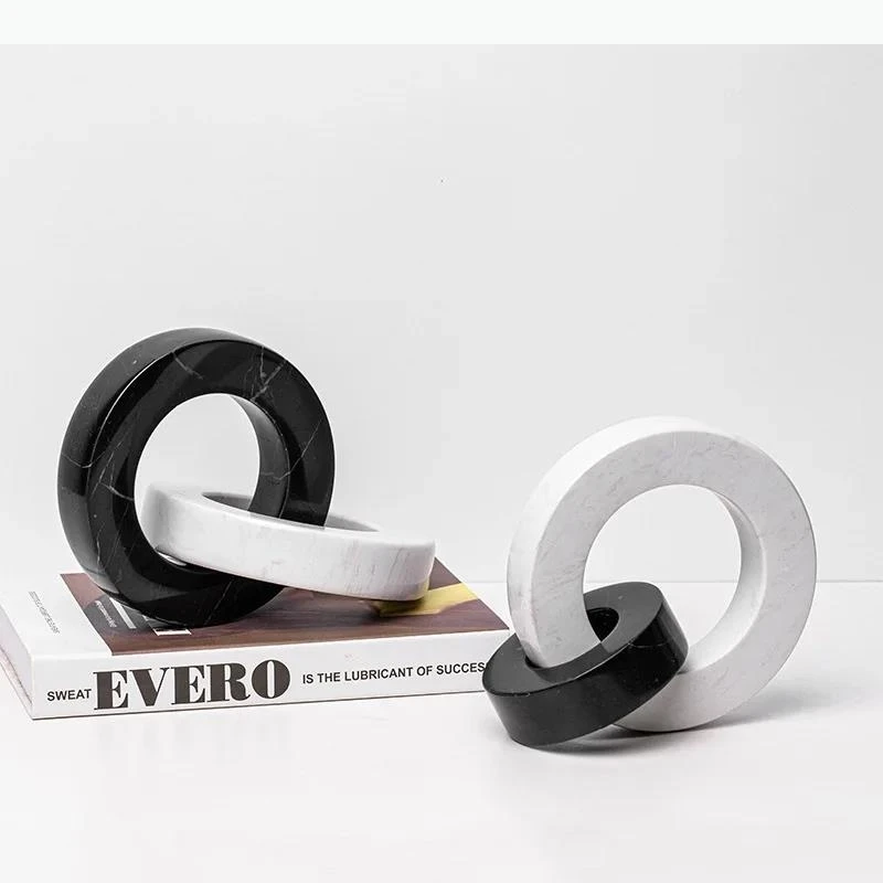 Marble Round Ring Ceramic Annular Knot Statue Abstract Crafts Desk Decoration Knot Sculpture Room Aesthetics Decor
