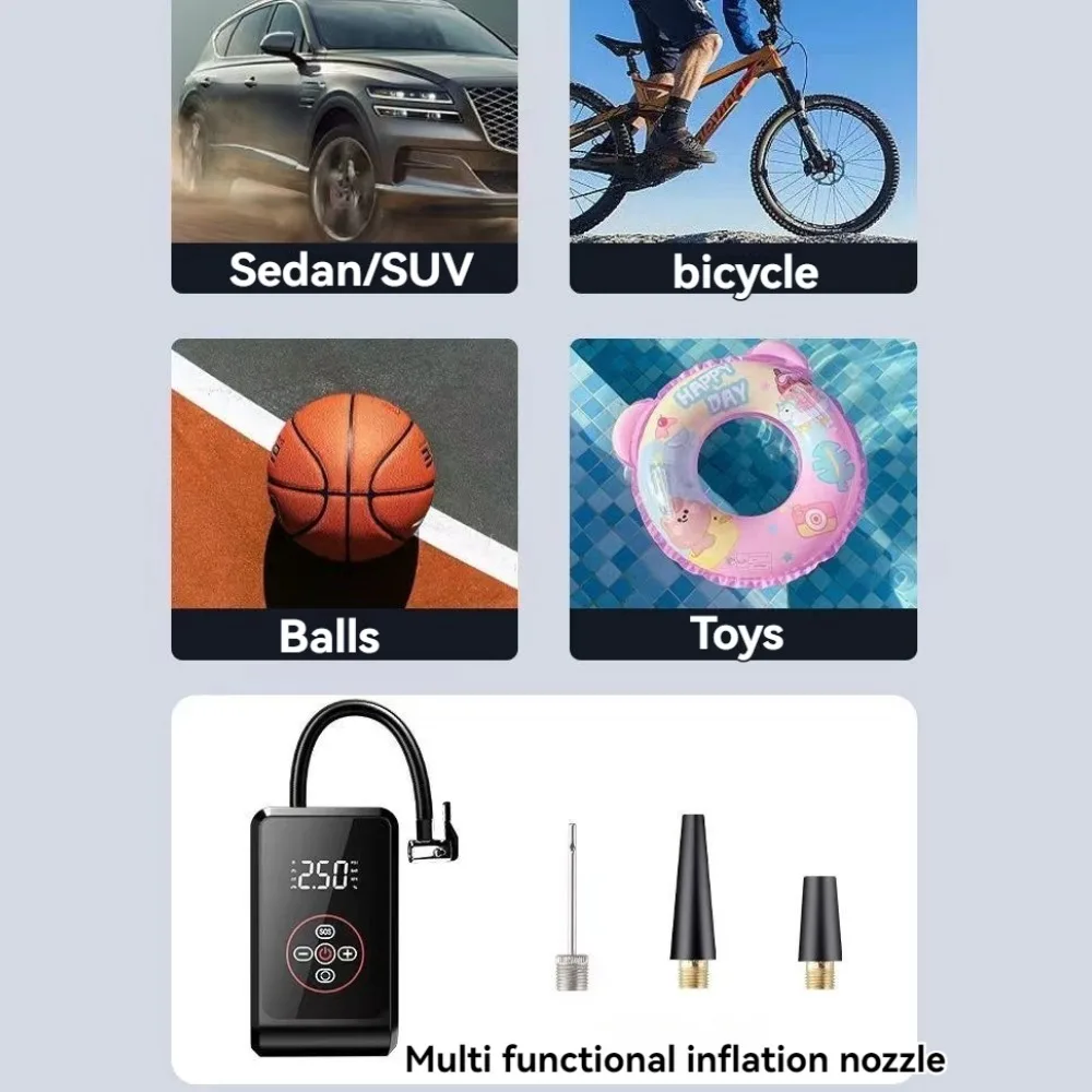 Rechargeable Air Pump Tire Inflator Portable Compressor Digital Cordless Car Tyre Inflator For Motocycle Bicycle Balls