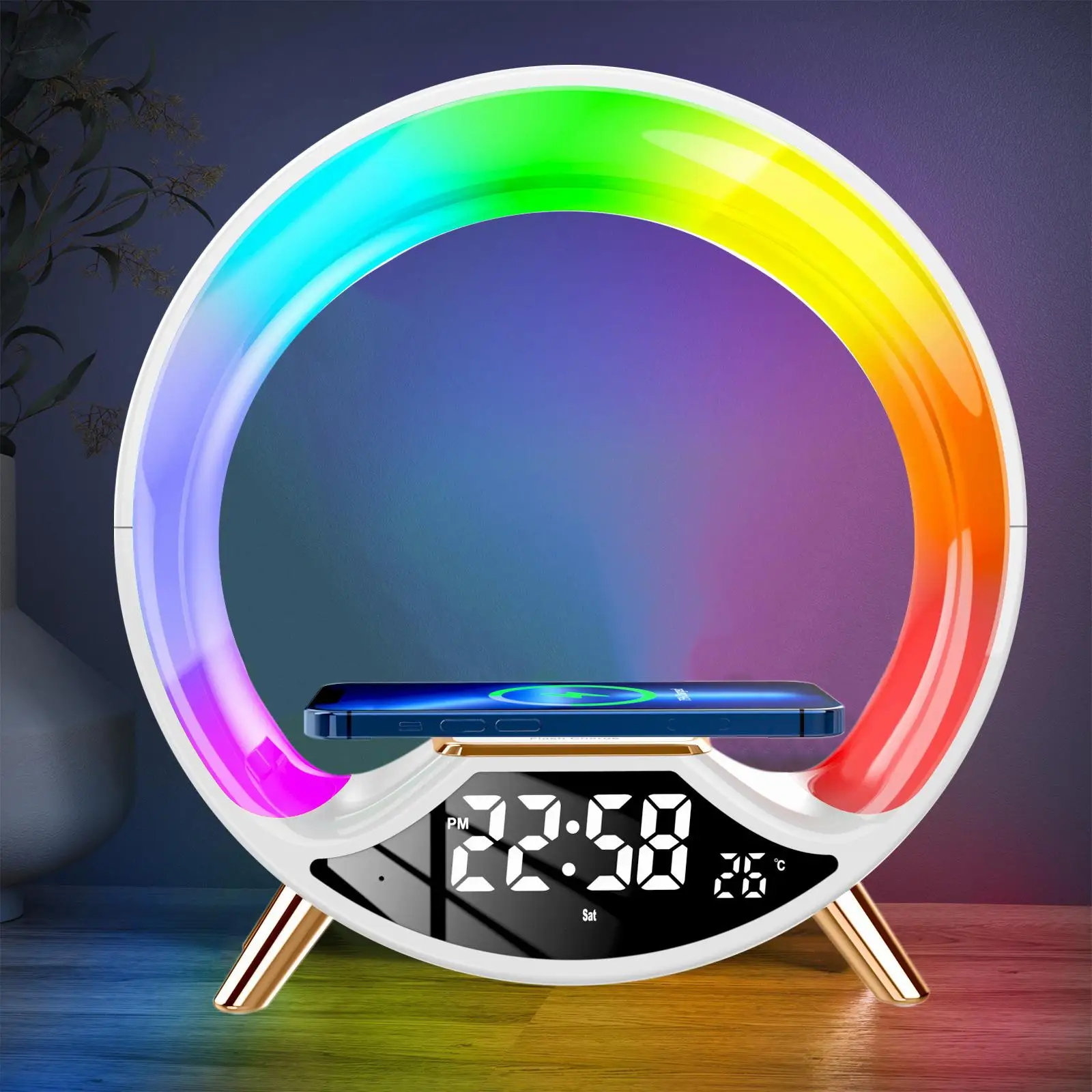 Imagem -04 - Multifuncional Bluetooth Speaker Night Light Carregamento sem Fio o Light em 1