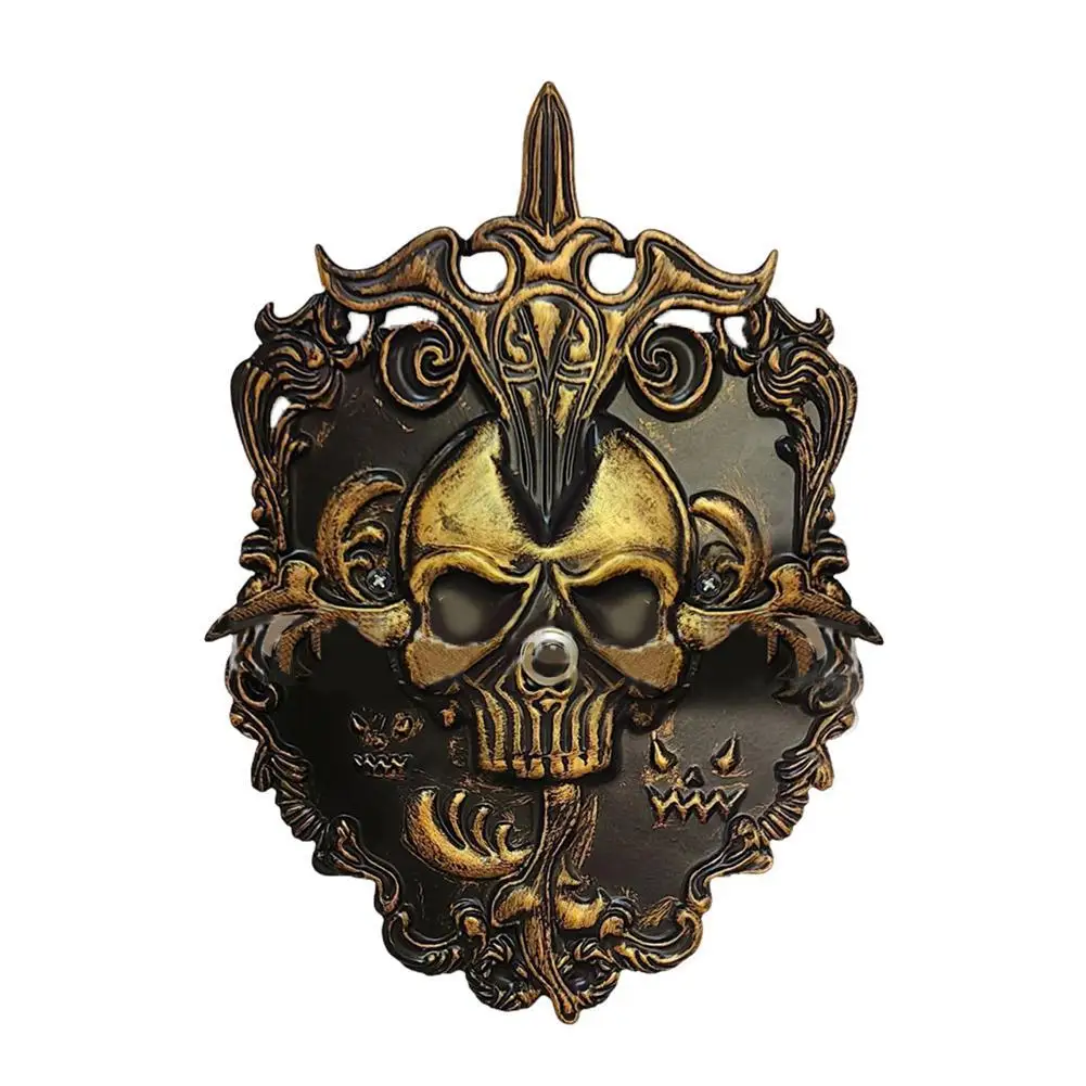 Spooky Halloween Doorbell Iron Skull Decoration Holiday Favors Hanging Doorbell Home Halloween Decoration Horror Props For Wall