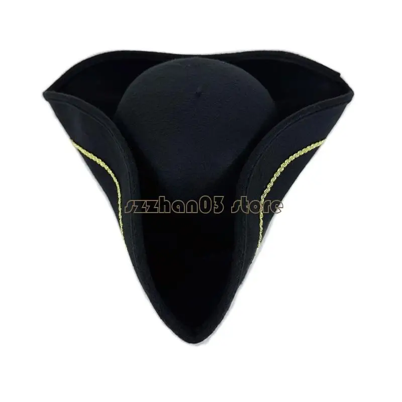 367C Klasyczny wiktoriański kapelusz piracki miękka podszewka kostium na zimną pogodę kapelusz Tricorn na Halloween bal