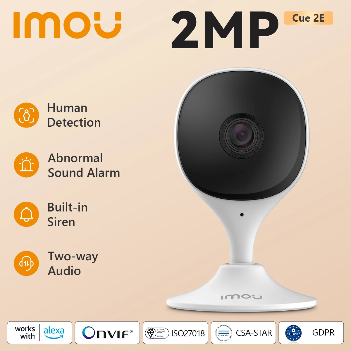 IMOU Indoor Cue 2E 2MP Add SD Card Wifi Security Camera Baby Monitor Night Vision Human Detection IP Camera Video Surveillance