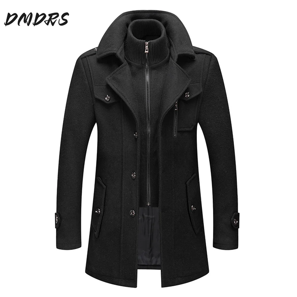 

Elegant Autumn And Winter Men's Business Woolen Coat Fashionable Double Collar Cold-Resistant Woolen Coat For Men Handsome Coat