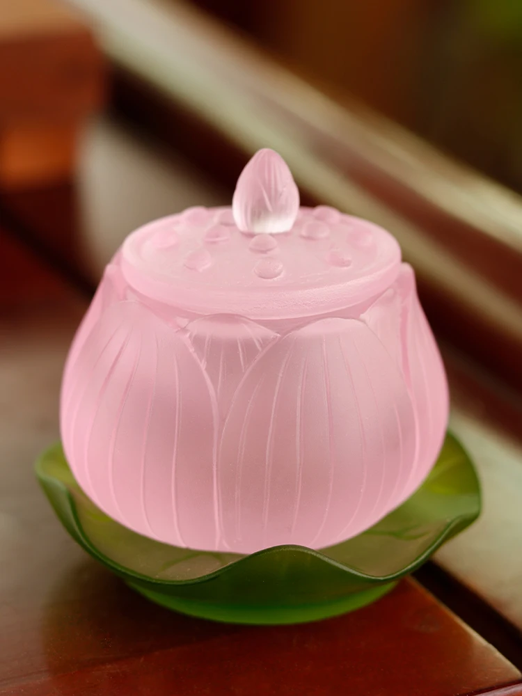 

Glass Lotus Holy Water Cup Living room Buddhist supplies Offering a water supply cup for household Buddha platforms