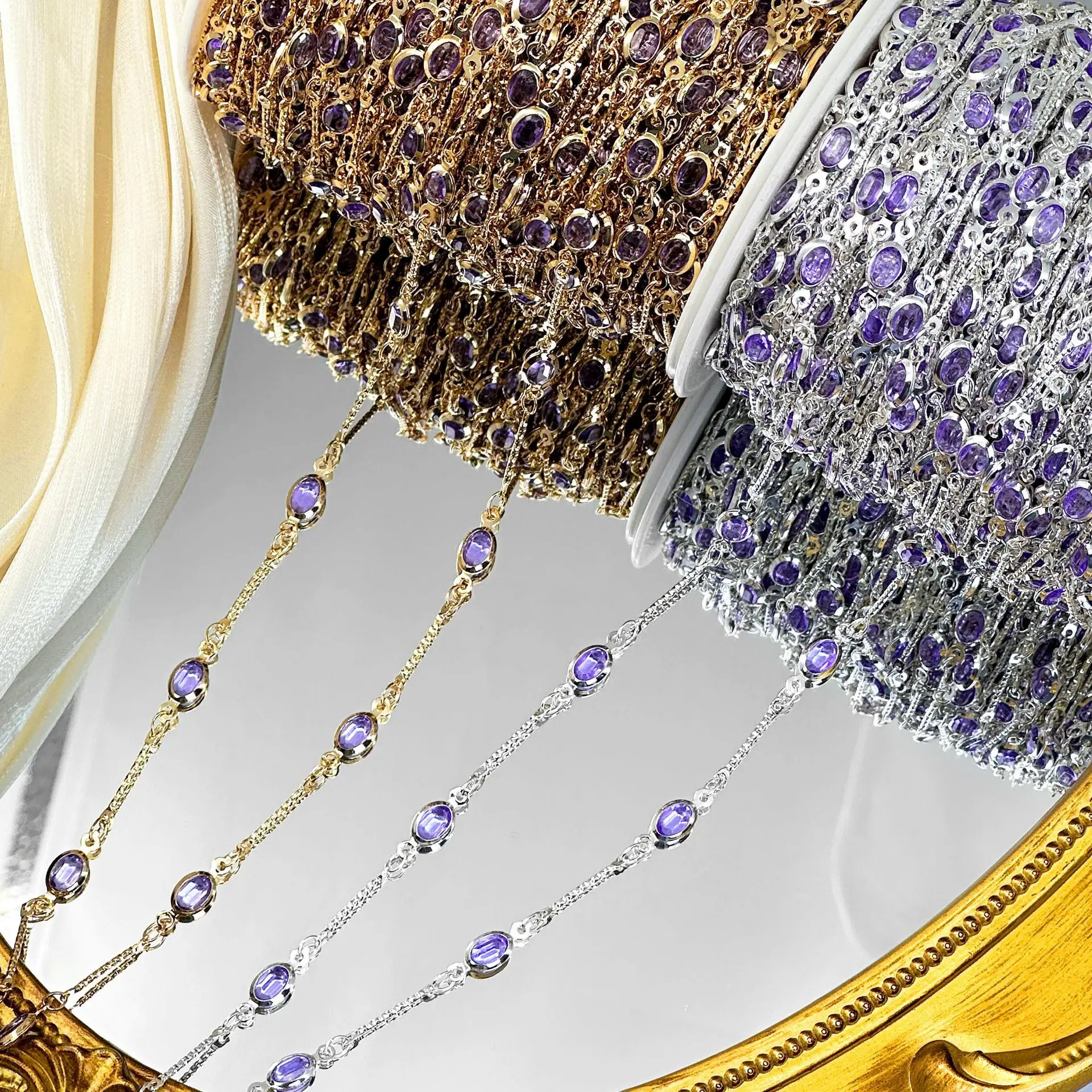 0.5/1/2M Purple Direct Batch Flower Stick Tassel Chain for DIY Necklace Bracelet Hairpin Jewelry Clothing Accessories
