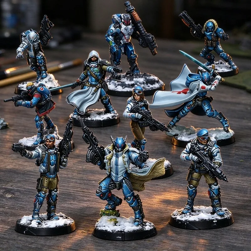 10Pcs Unpainted Resin Sci-fi Warrior Miniatures, Unassembled Tabletop Wargame Figures DIY Hobby Collection Kits with Round Bases