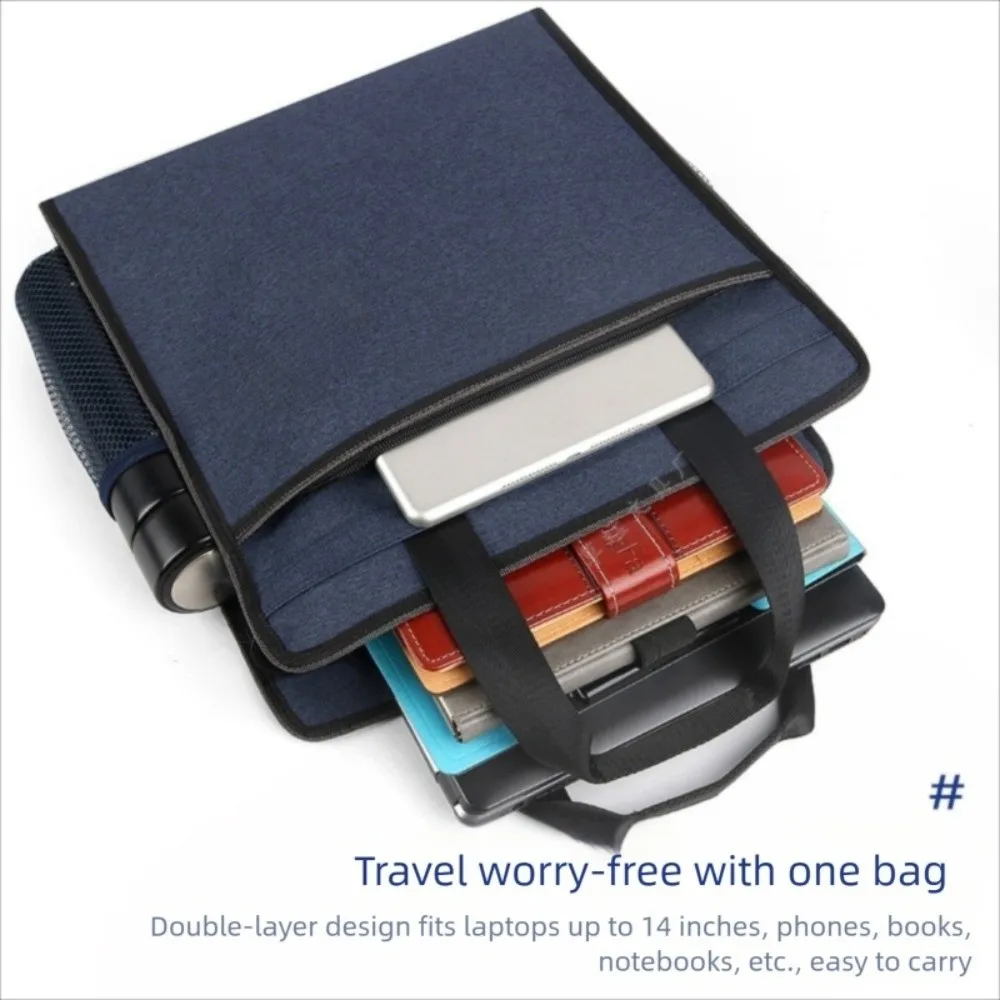 Waterproof Zippered Document Bag with Handle Oxford File Tote Bag Pouch Large Capacity Thickened Students Portable Bag