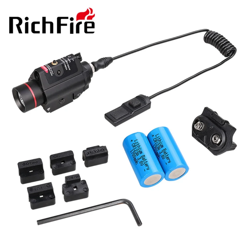 

Richfire Tactical LED Flashlights SST40 1000LM+Laser 2 In 1 Combo Gun Light with Rechargeable Battery for Hunting -20mm Rail