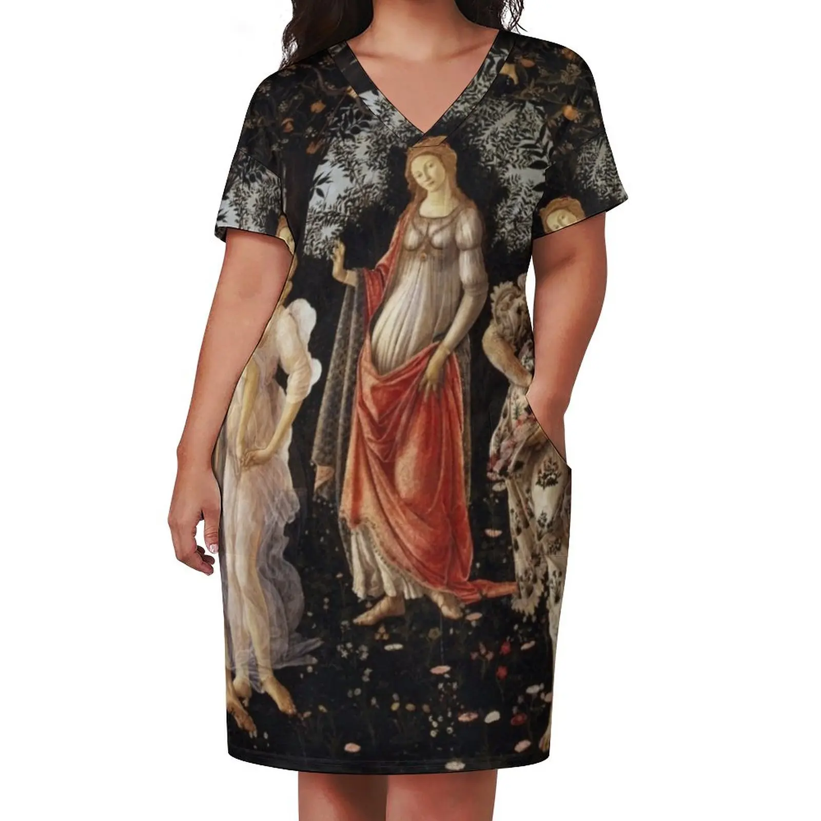 La Primavera Painting Loose Pocket Dress summer women