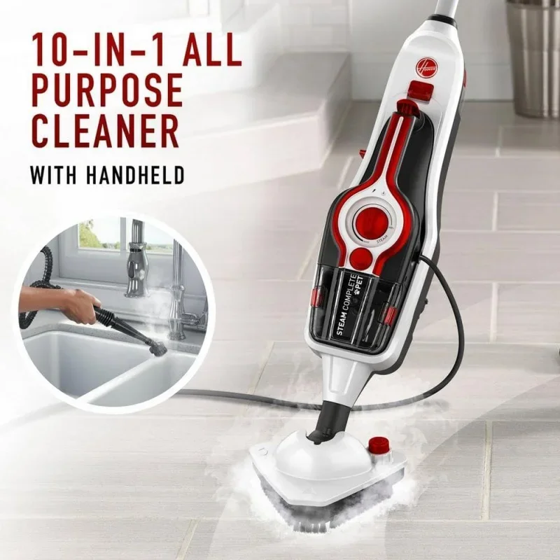 Hoovvers Steam Complete Pet Steam Mop, Cleaner for Tile and Hard Floor, WH21000, White , 11 IN x 8.75 IN x 25 IN