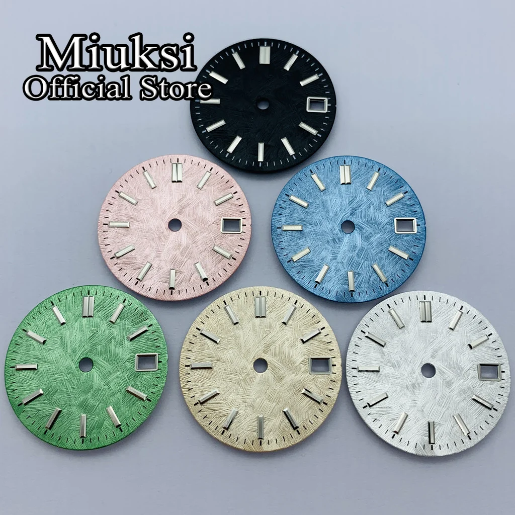 

Miuksi 28.5mm silver blue pink sterile watch dial fit NH34 NH35 movement fit 3/3.8 o'clock crown