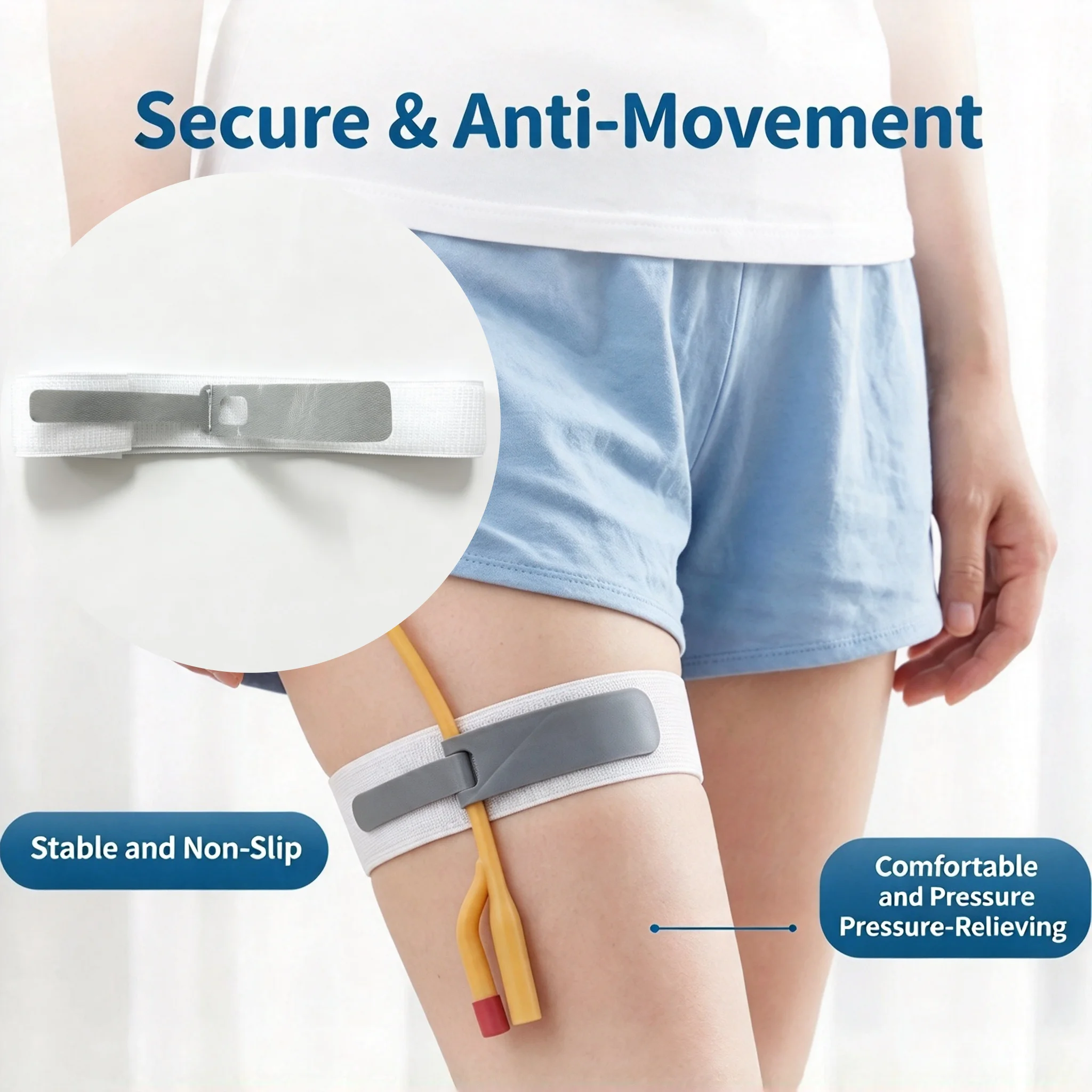 Fixed Urinary Catheter Strap, Drainage Tube Strap, Adjustable Elastic Silicone Anti Drop Strap
