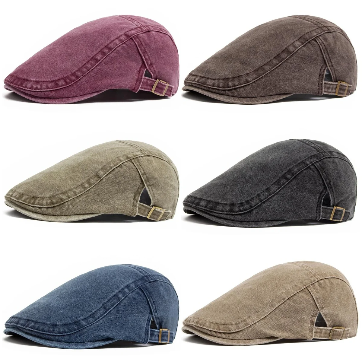 Spring Summer Watered Denim American Casual Retro Beret Washed Old Street Forward Hat British Painter Newsboy Cap Visor 1