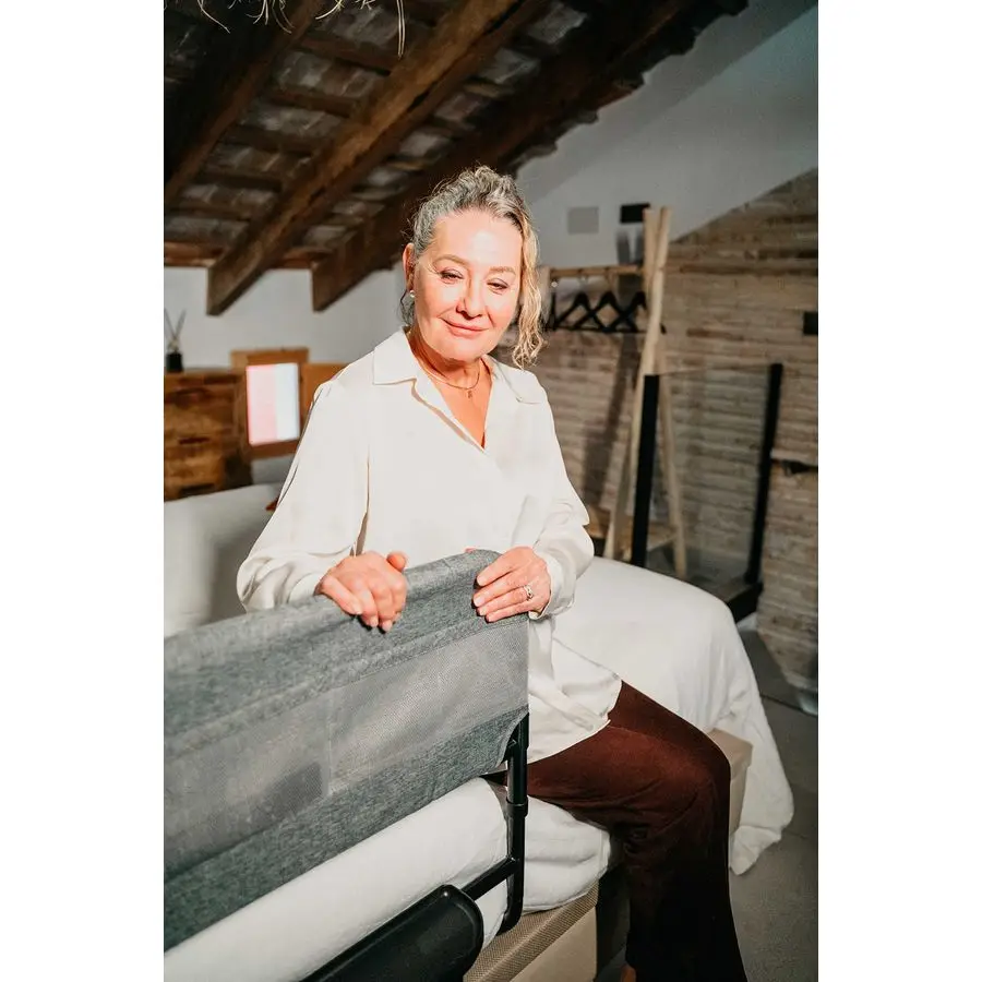 Side Rails for Beds for Seniors, Adjustable Bed Assist Rail for Seniors, Storage Pocket amp Tray, Fixing Straps, Fits Twin Full