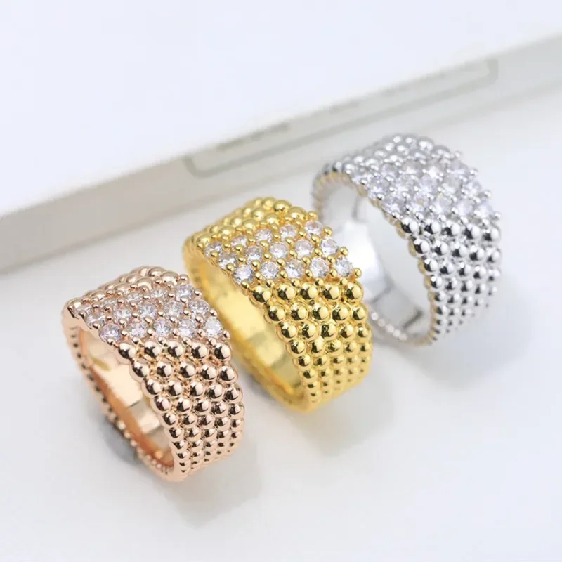 

Hot new 925 sterling silver full diamond bead ring ladies fashion temperament luxury jewelry party Valentine's Day gift