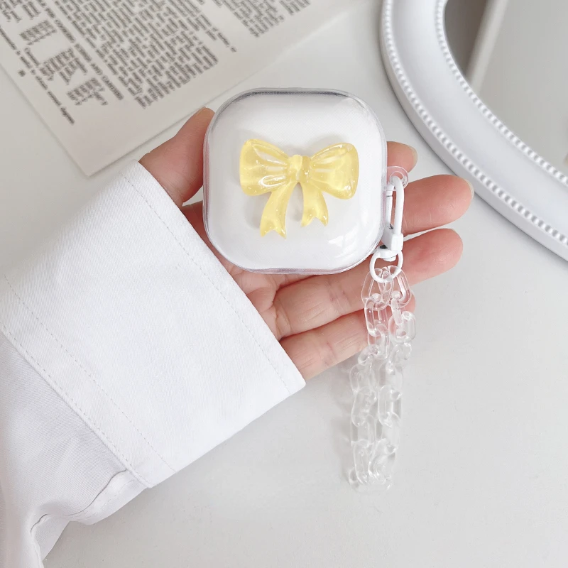 Korean Bowknot Case For Samsung Galaxy Buds Live Buds Pro Buds2 Protective Earphone Cover For Samsung Galaxy Buds 2 with Keyring