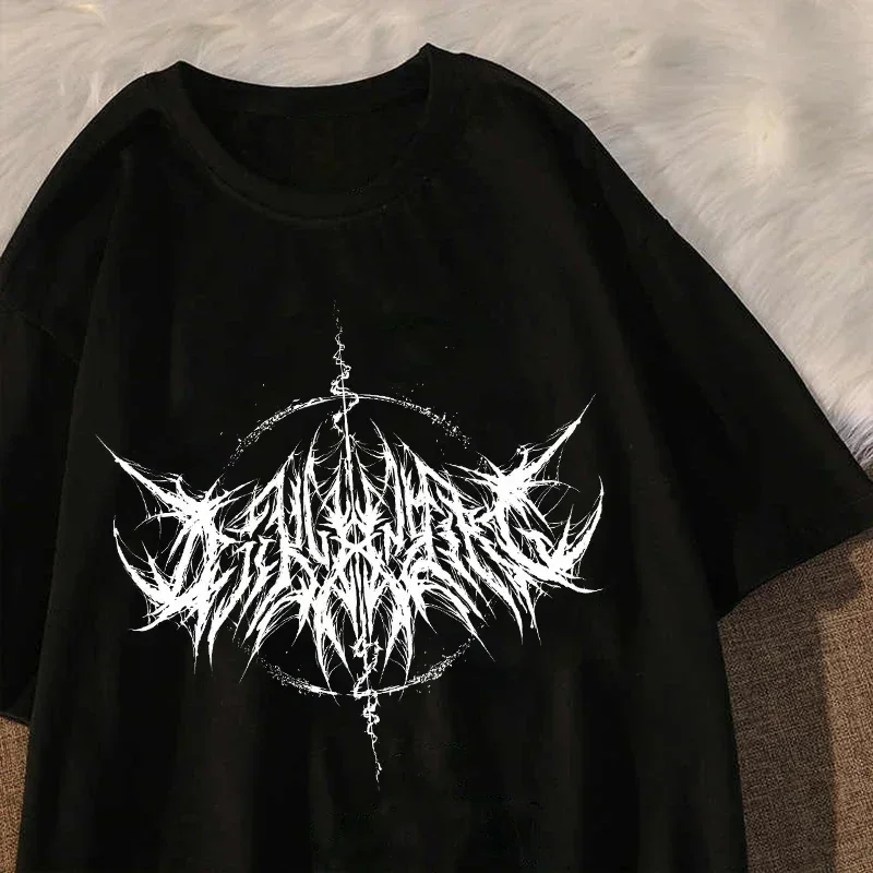 Frauen T-shirt 90er Jahre Vintage Hip Hop Streetwear Kawaii Mode Casual Tops männer T Shirt Blitz Brief Drucken Y2K goth Punk