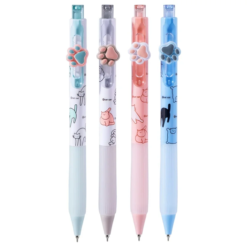 

24pcs/lot Kawaii Cat Paw Press Gel Pen Cute 0.5mm Black Ink Neutral Pen Promotional Gift Office School Supplies