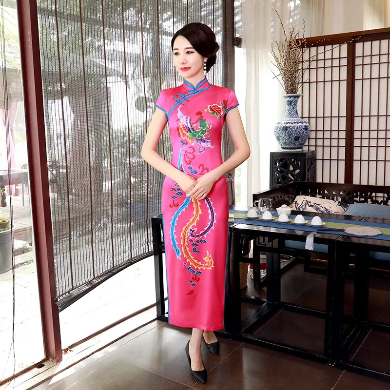 

Новый улучшенный Cheongsam, модная облегающая повседневная длинная элегантная одежда в стиле ретро с разрезом для мам больших размеров