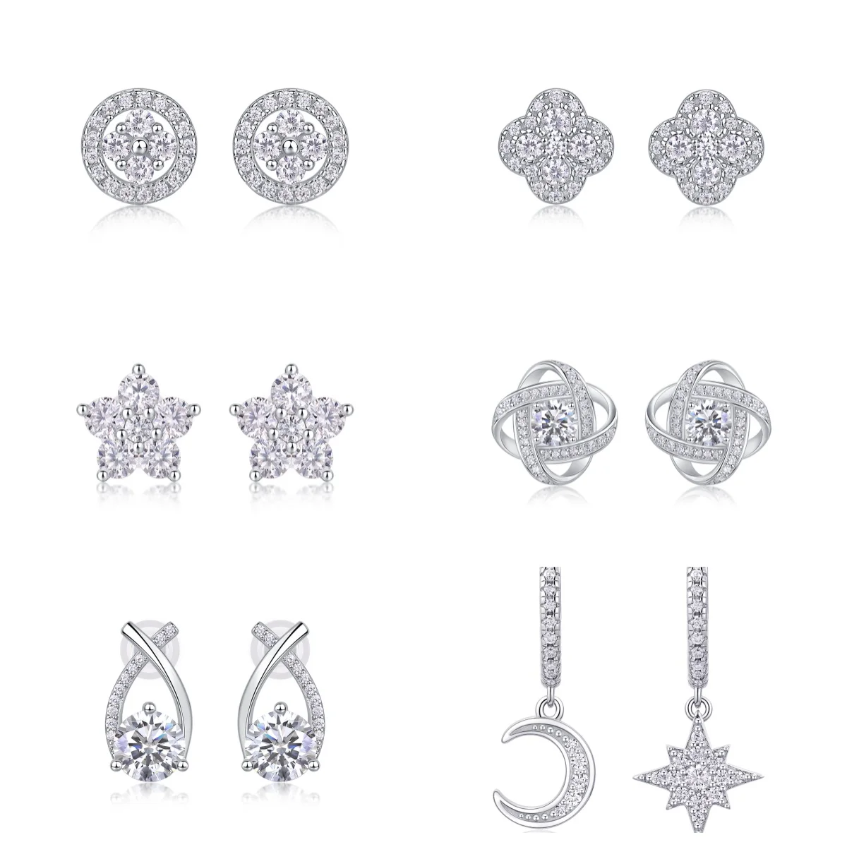 

925 Sterling Silver Moissanite Round Earring Engagement Wedding Daily Work Party Travel Luxurious Gift For Women
