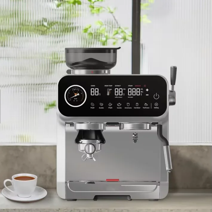 

Commercial Semi-Automatic Stainless Steel Espresso Machine Hot Water System 9 Bars Pressure Portable For RV Household Outdoor