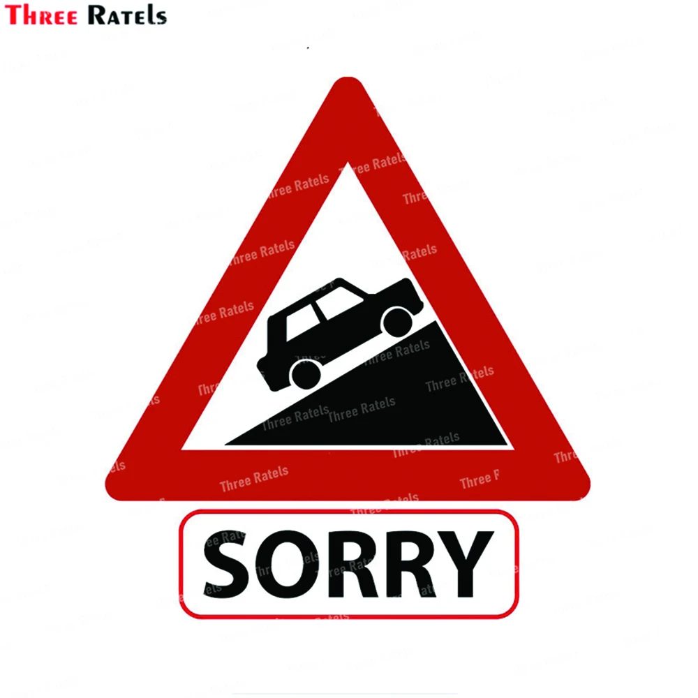 Three Ratels K181 Slow Vehicle Sorry Funny Car Stickers Occlusion Scratch Refrigerator Bumper Vinyl Car Wrap Campervan Decor