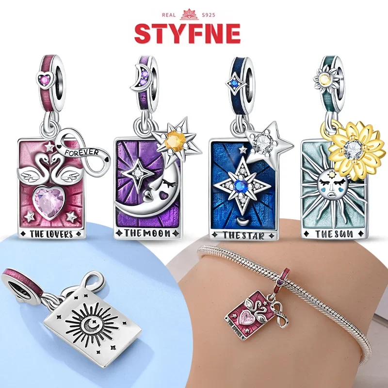 

Sterling Silver 925 Classic Sun Moon Stars Magic Tarot Charms Pendants for Women Fit Pandora Original Bracelets DIY Jewelry Gift