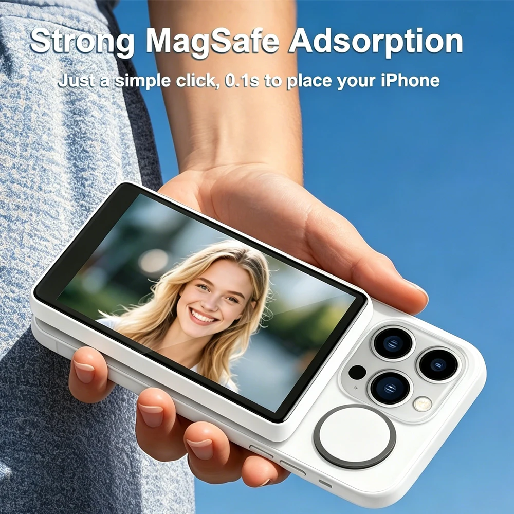 

Phone Selfie Monitor Screen Wireless Magnetic Mount Vlog Phone Rear Camera Selfie WiFi Bluetooth Connection for Selfie Live