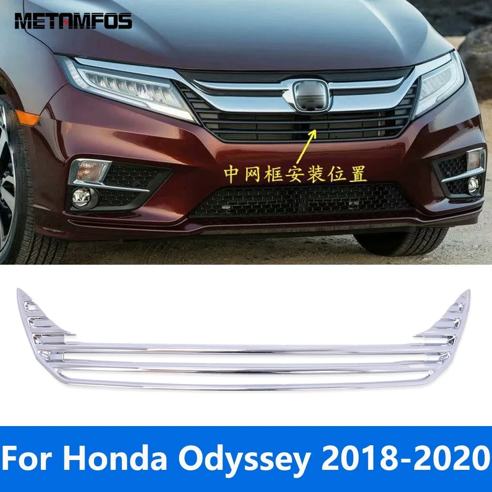 

Car Accessories For Honda Odyssey 2018 2019 2020 Exterior Chrome Front Center Grille Racing Grill Cover Molding Trim Frame