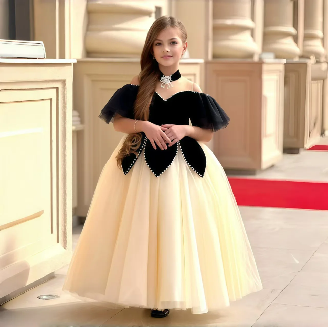 formal girls black and white dress Silk Black and White Flower Girl Dress 18mos / White with Black