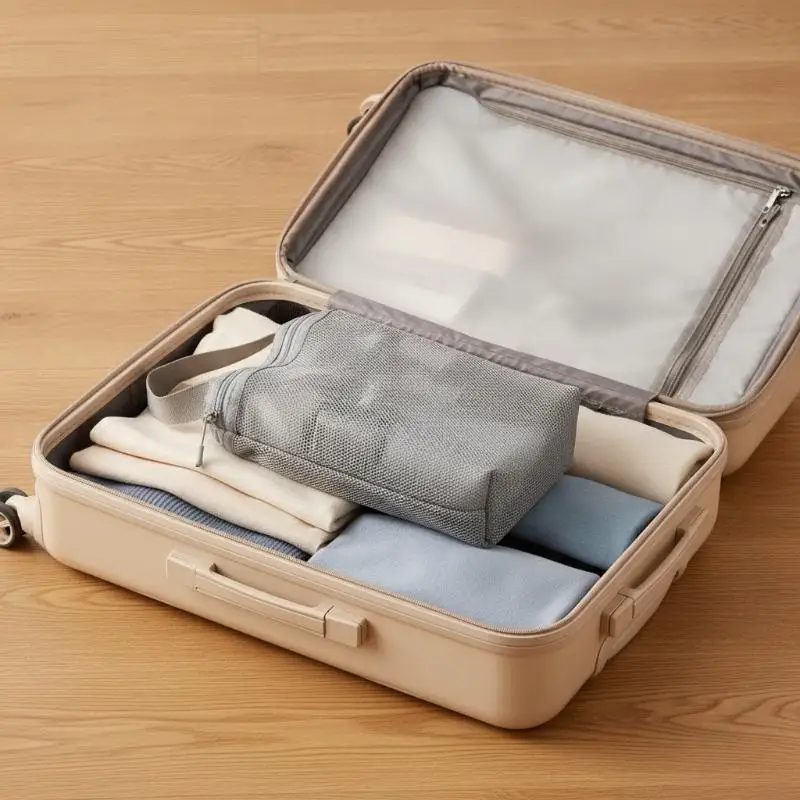 Tragbare Reise-Mesh-Make-up- und Toilettenartikel-Aufbewahrungstaschen, hängende Kosmetik-Organizer-Tasche für Dusche und Bad – Detail 4
