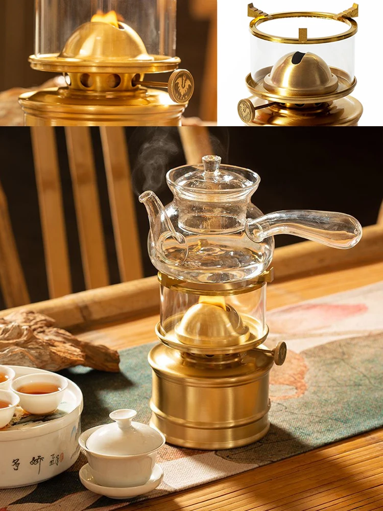 Kerosene Oil Lamp Tea Stove Set Tabletop Tea Warmer Heater Boiler Flame Hot Milk Coffee Maker Stovetop Lamp Burner Oil Lantern