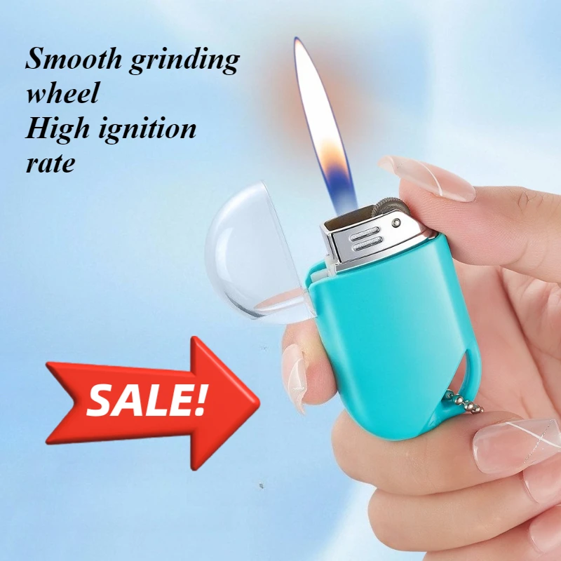 

Classic Open Flame Butane Inflatable Grinding Wheel Lighter Mini Lightweight Portable Chain Cigarette Lighter Fashion Colors
