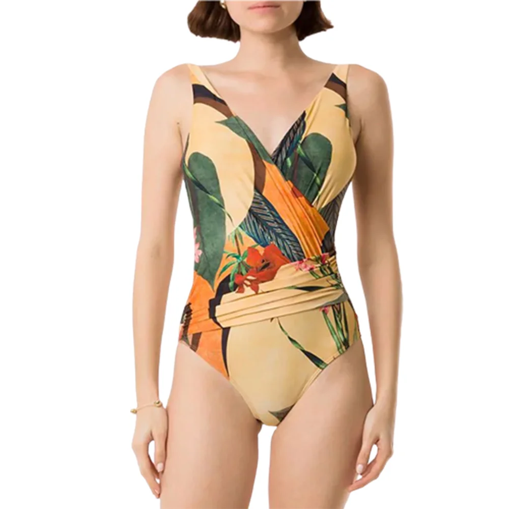 Maillot de bain et jupe une pièce pour femme, robe de plage de vacances rétro pour femme