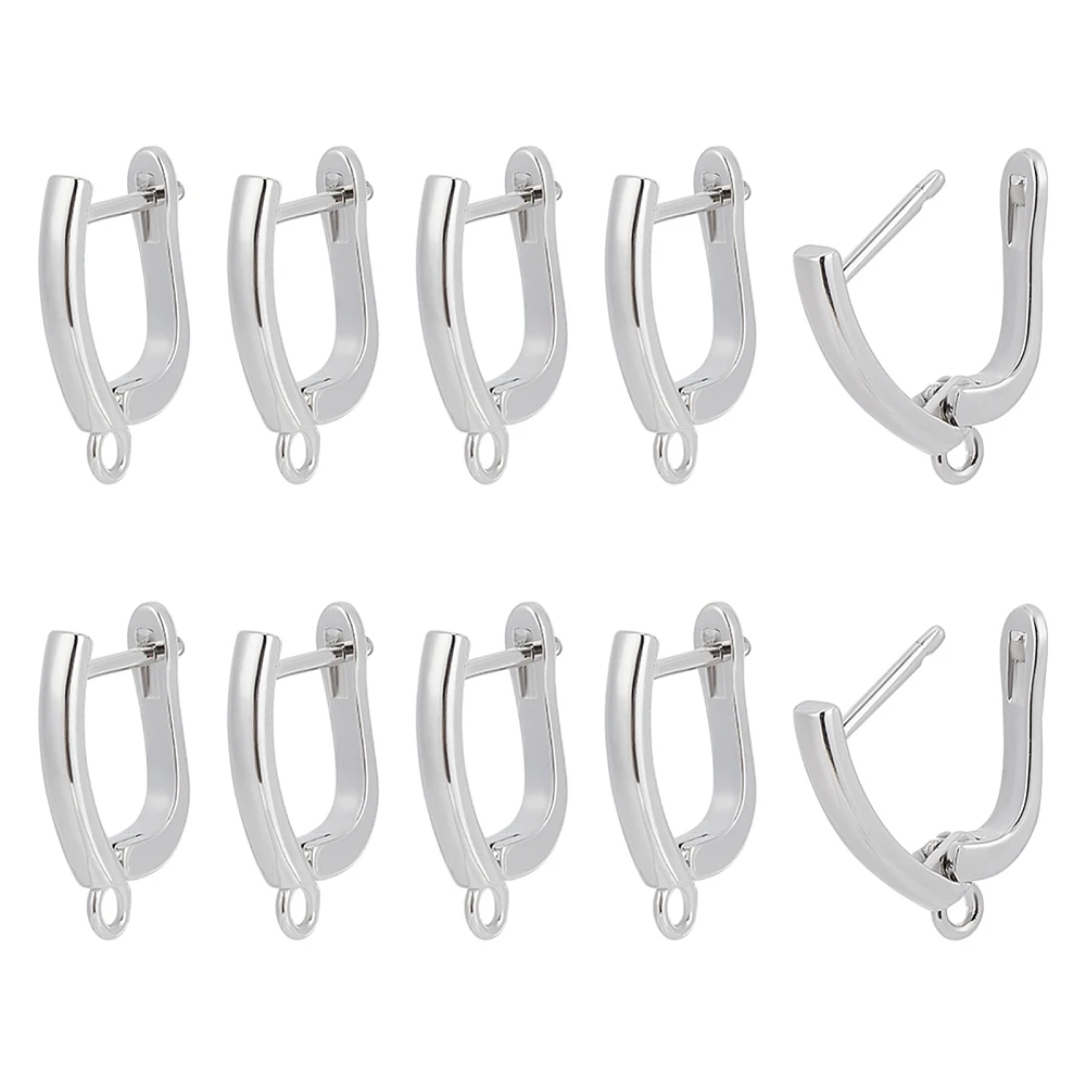 

10pairs Brass Hoop Earring Findings with Latch Back Closure 19.5x13x3mm Hole: 1.5mm Pin: 1mm