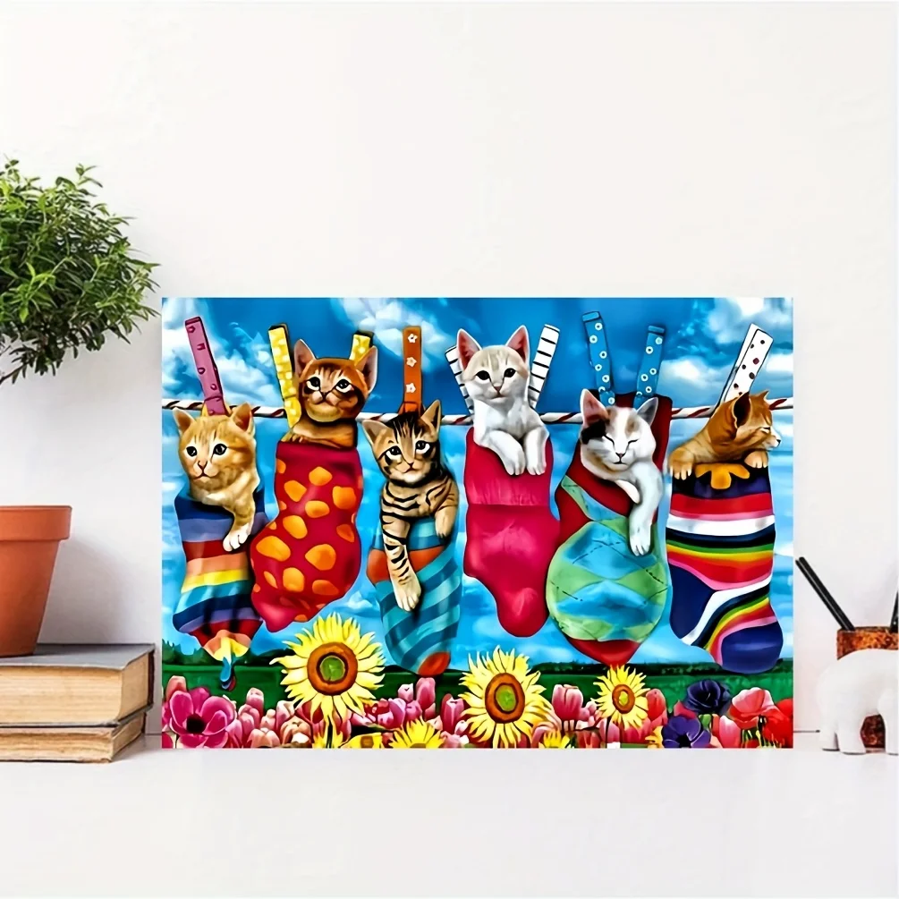 

Пазл для взрослых «Милые котята в носочках на веревке для белья», очаровательная тематическая интеллектуальная игра, декоративная игрушка для дома и отдыха