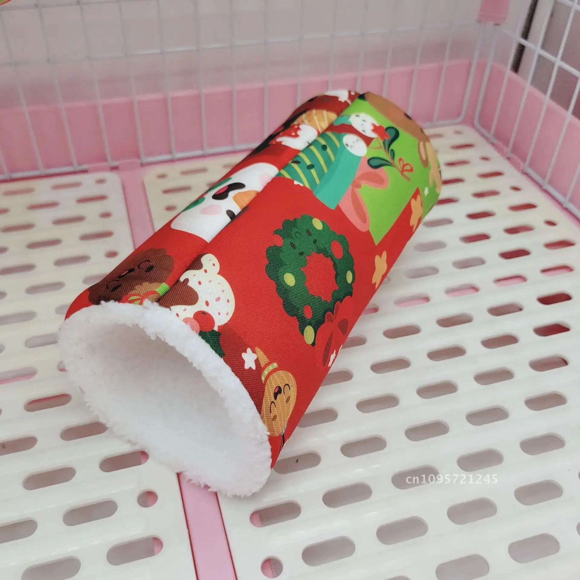 

3Pcs/set Christmas Pattern Hamster Cage hideout Tunnel Toy for Hammock Sugar Rabbit Hamster Guinea Accessories Glider Pigs