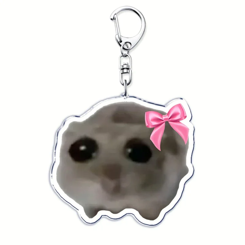 Popular Funny Meme I Am Just A Girl Sad Hamster Key Chain Keychains Ring for Accessories Bag Pendant Keyring Jewelry Fans Gifts