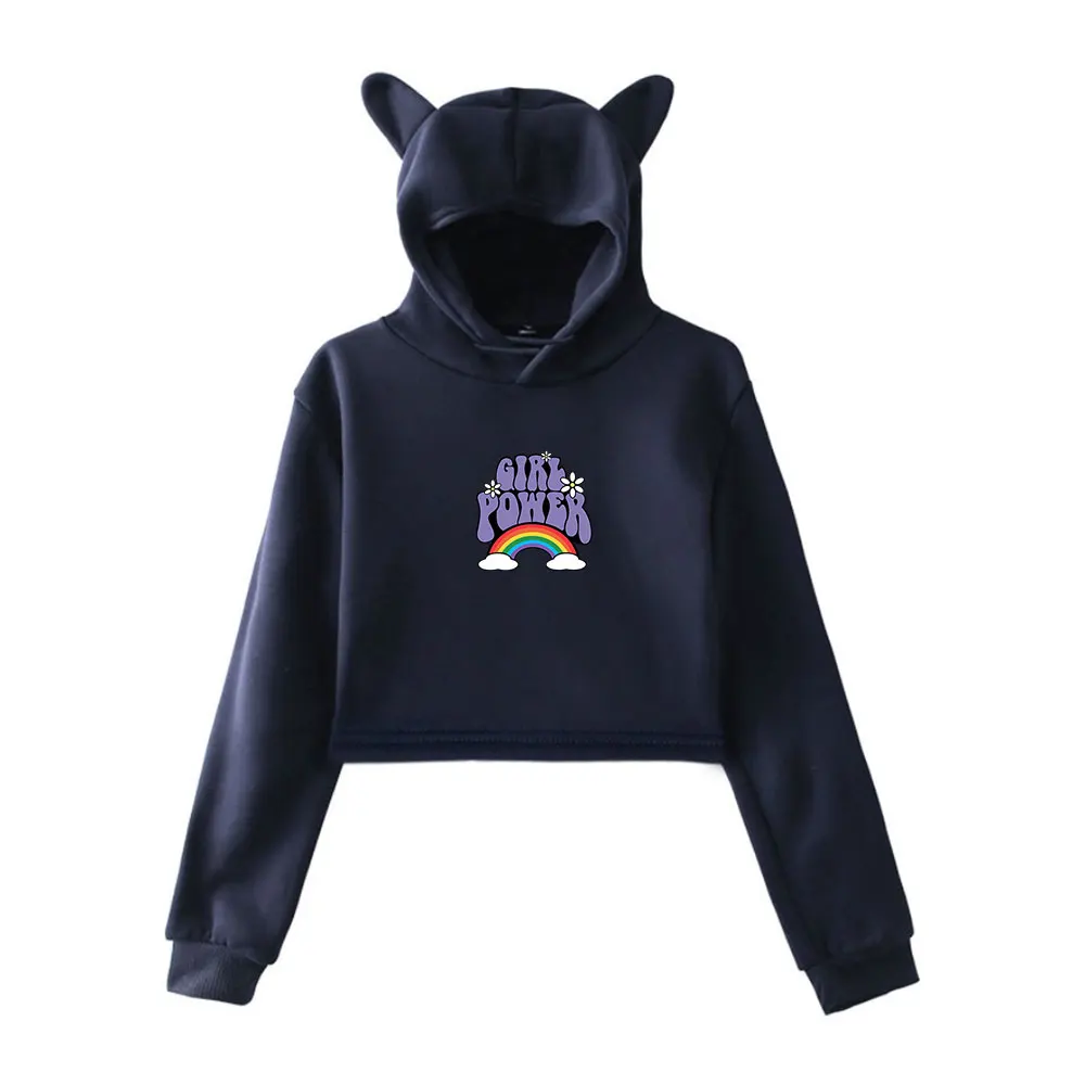 Stokes Twins Girl Power Sudadera con capucha Vintage 90s Streetwear Merch Sudaderas con capucha Sudaderas deportivas para niñas Jersey corto con orejas de gato