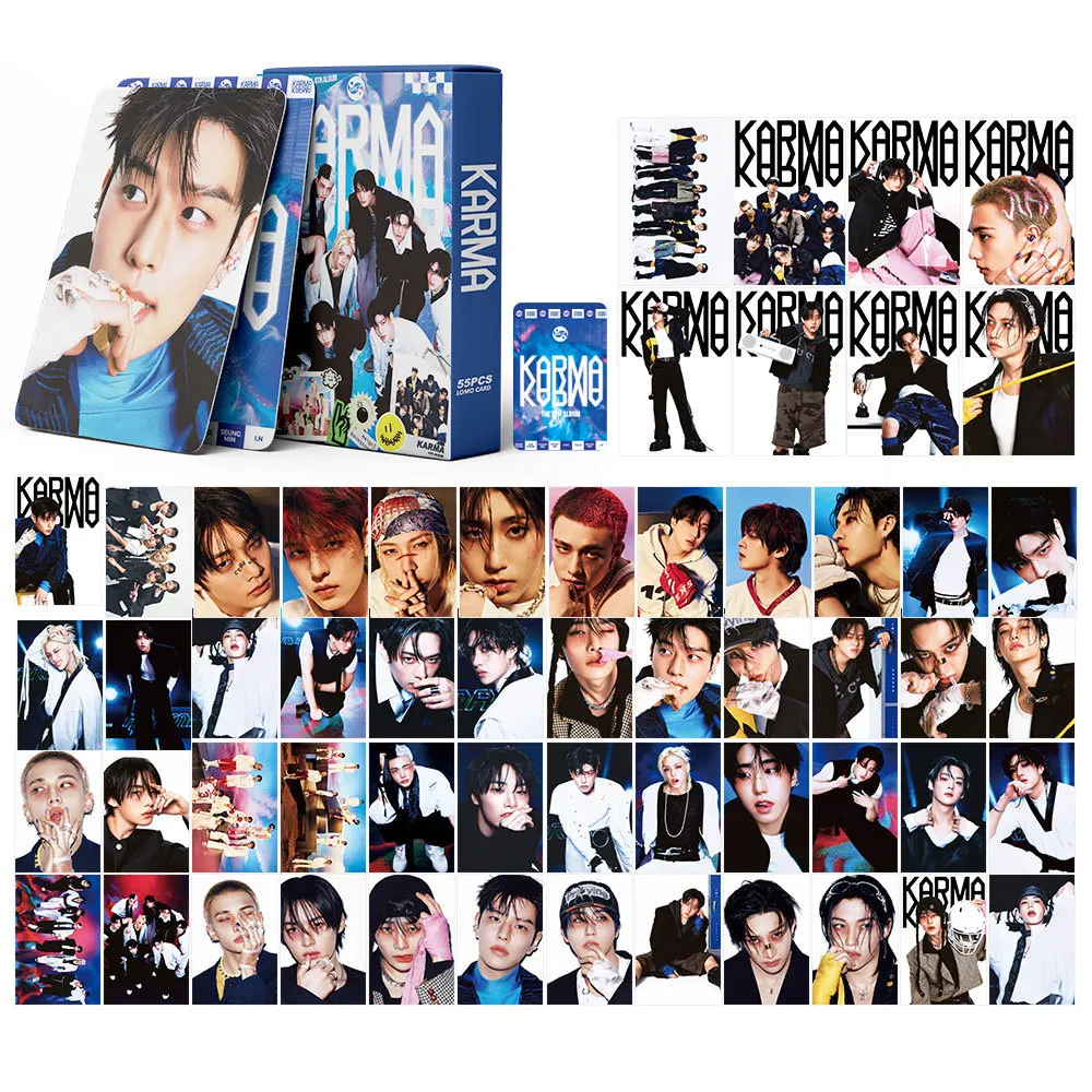 

55pcs Stray Kids Album KARMA Small Card LOMO Card KPOP SKZOO Supporting Collection Card Greeting Card Fan Collection Gift