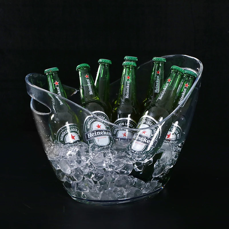 Ice Bucket Multiple Capacity Custom Logo Acrylic Plastic Transparent Oval Shape Boat  Beverage Wine Bucket  Ice Bucket  Cooler