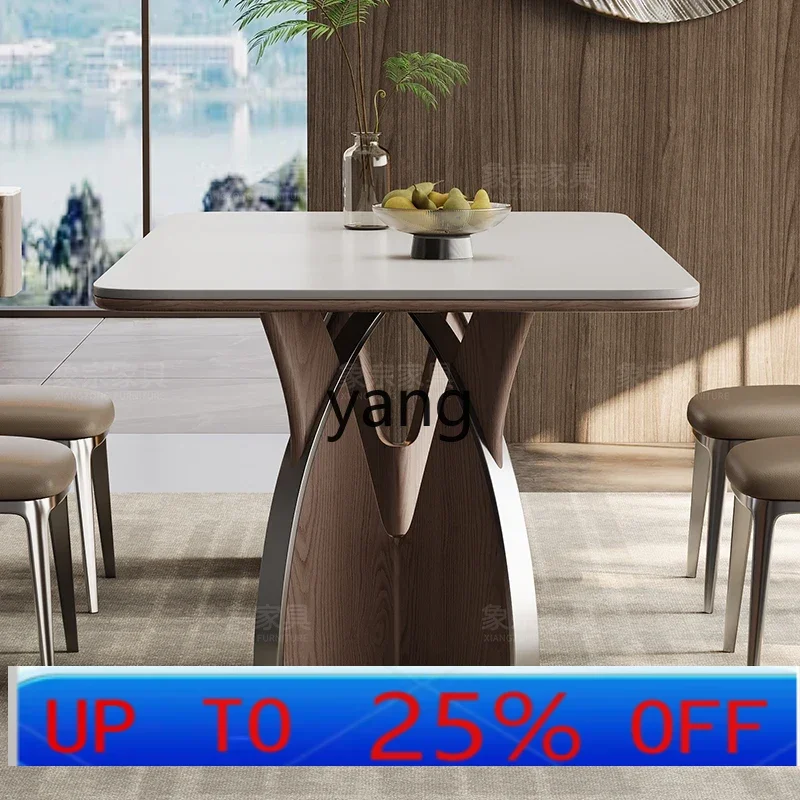 

lmm high-end medieval rock slab solid wood dining table rectangular villa household small apartment
