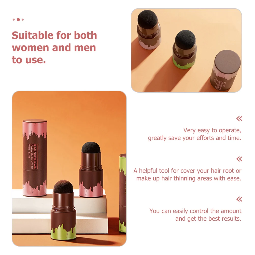 

2pcs Hairline Shadow Powder Stick Hair Root Concealer Waterproof Hair Shading Sponge Pen Thickening Powder For Home